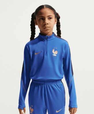 Big Boys and Girls Blue France National Team 2026 Strike Dri-FIT Long Sleeve Quarter-Zip Drill Sweatshirt