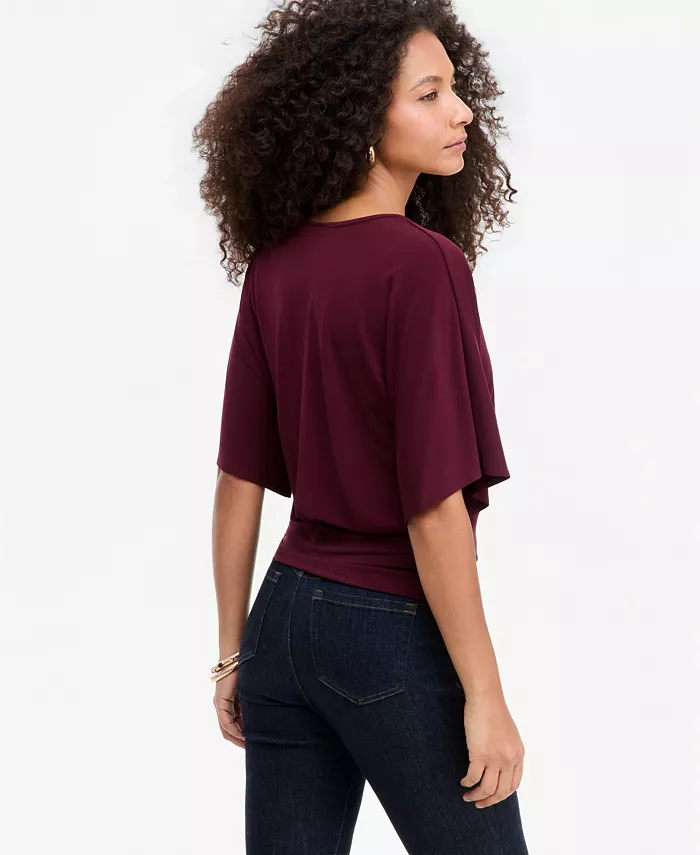 Women's Short Sleeve V-Neck Knit Top - thumbnail 6
