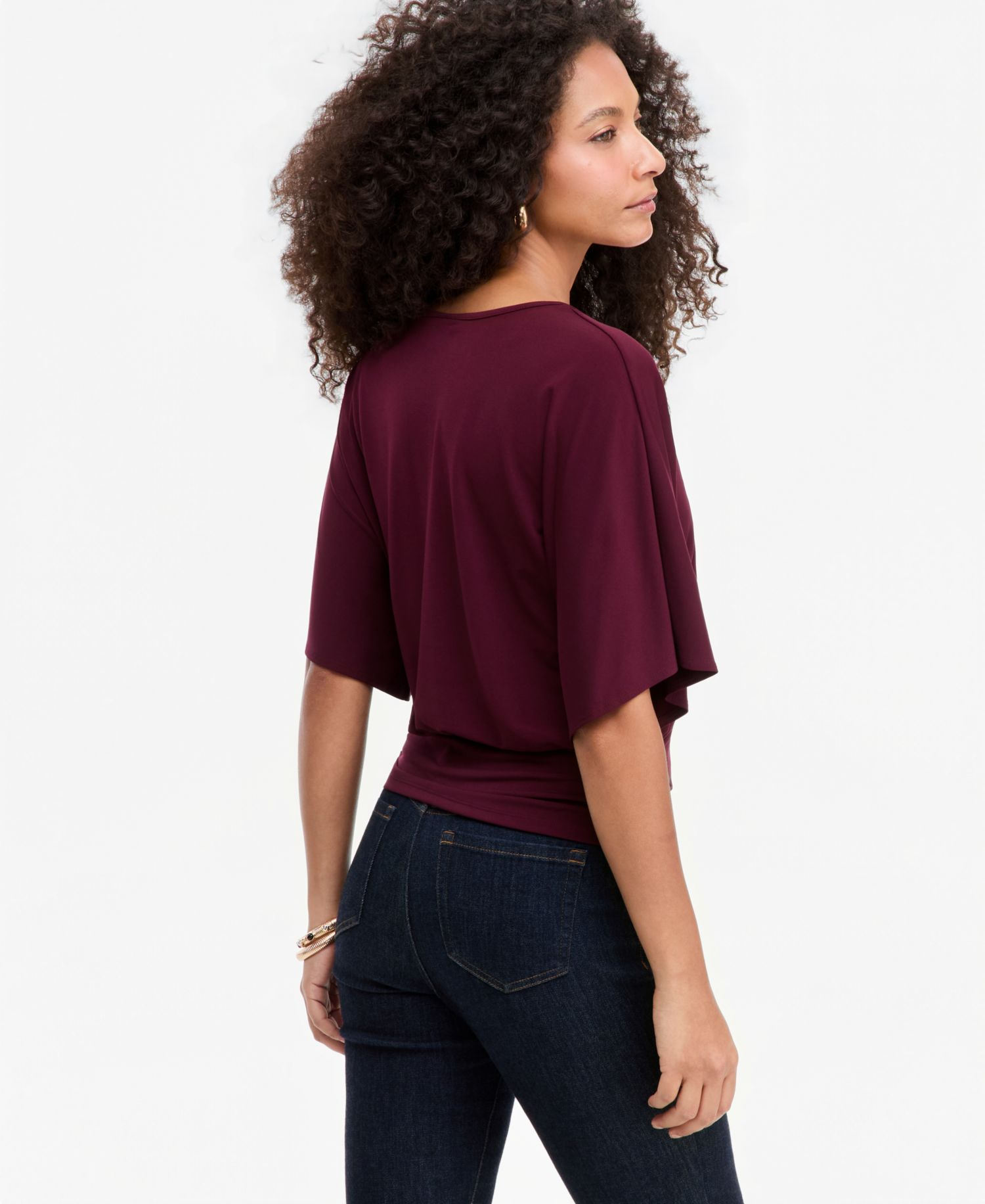 Women's Short Sleeve V-Neck Knit Top