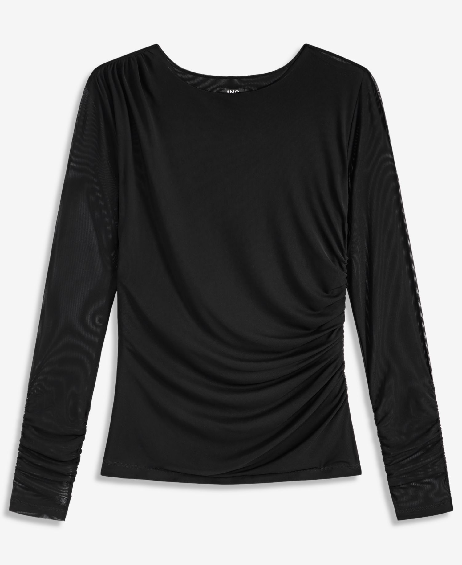 Women's Long-Sleeve Ruched Mesh Blouse