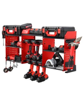 Power Tool Organizer with Drill Holder Outlet Strip