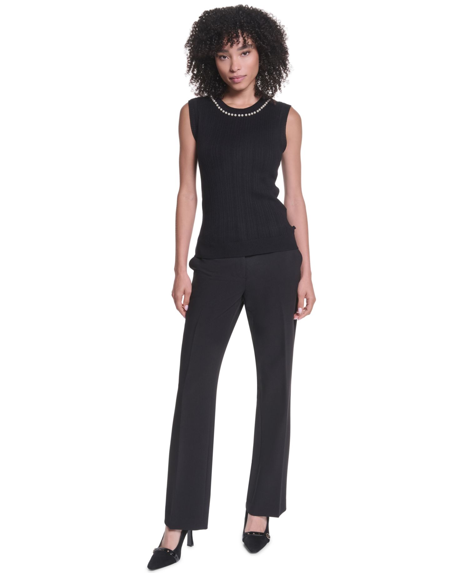 Petite Sleeveless Crewneck Sweater