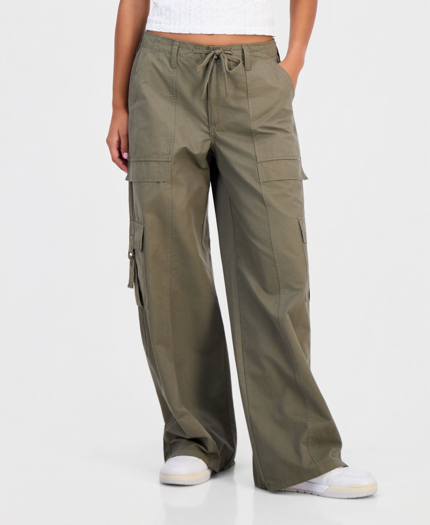 Juniors' Butter Twill Wide-Leg Cargo Pants