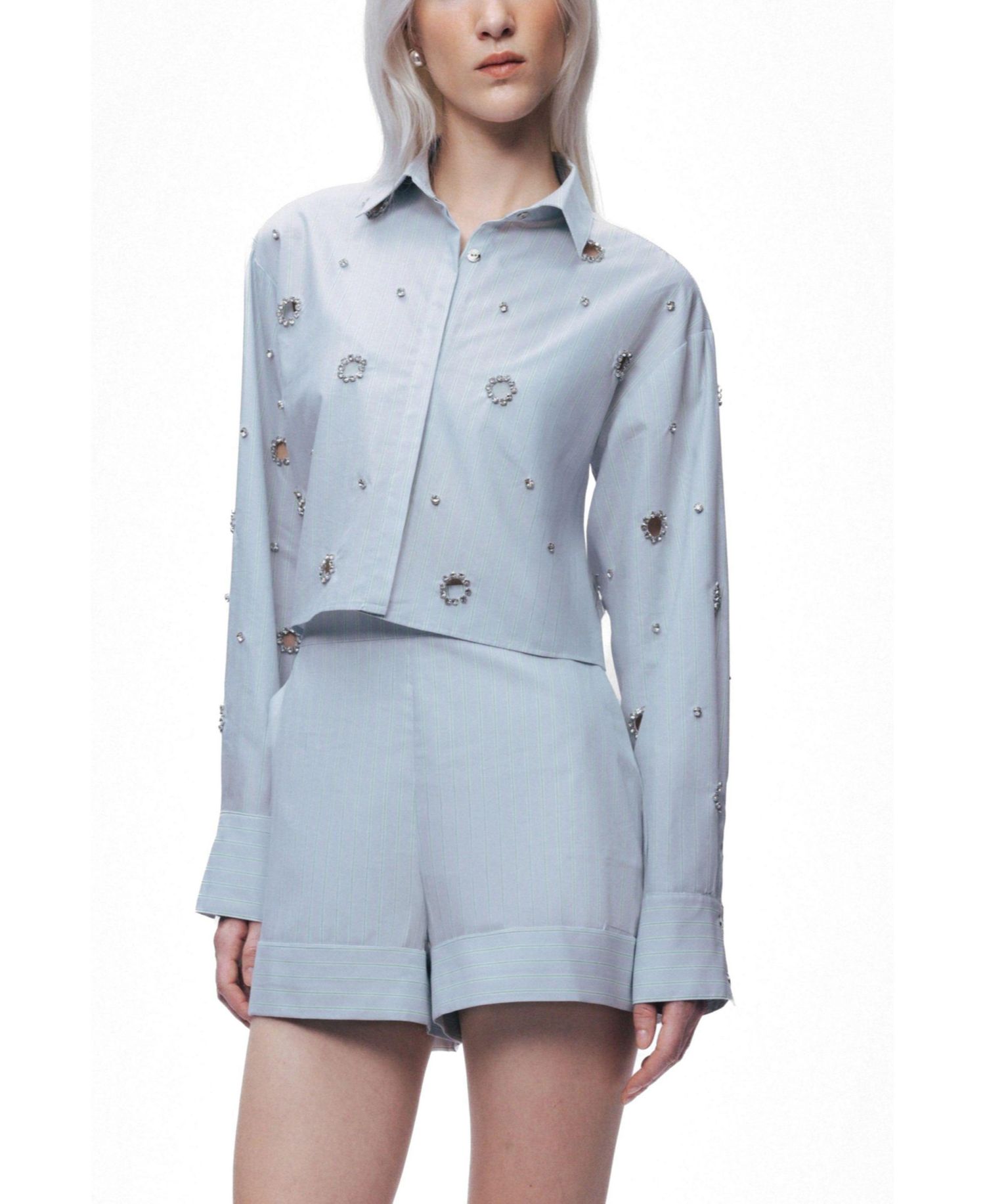 Women's Stone Detail Crop Shirt