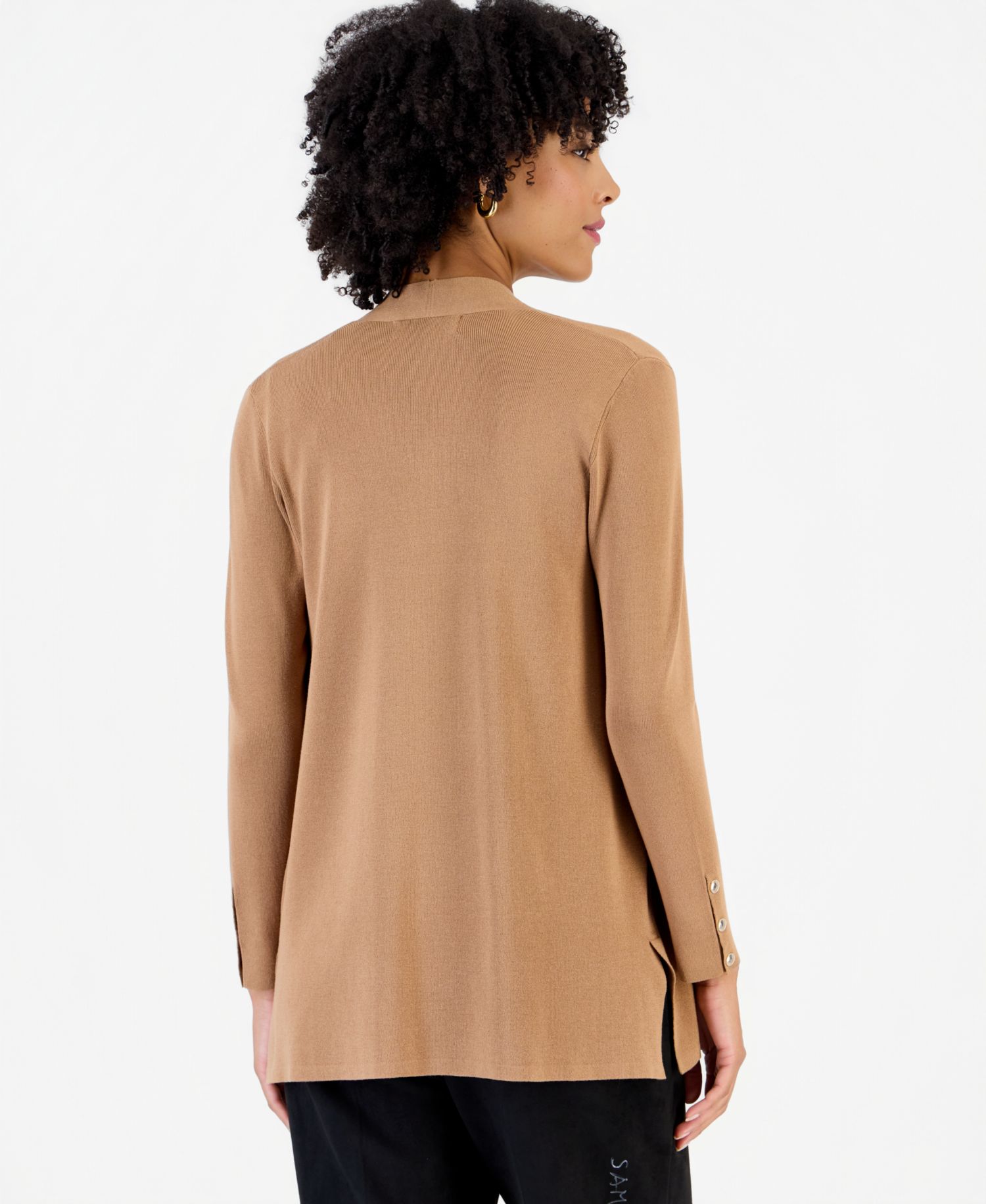 Women's Long-Sleeve Side-Slit Cardigan Sweater