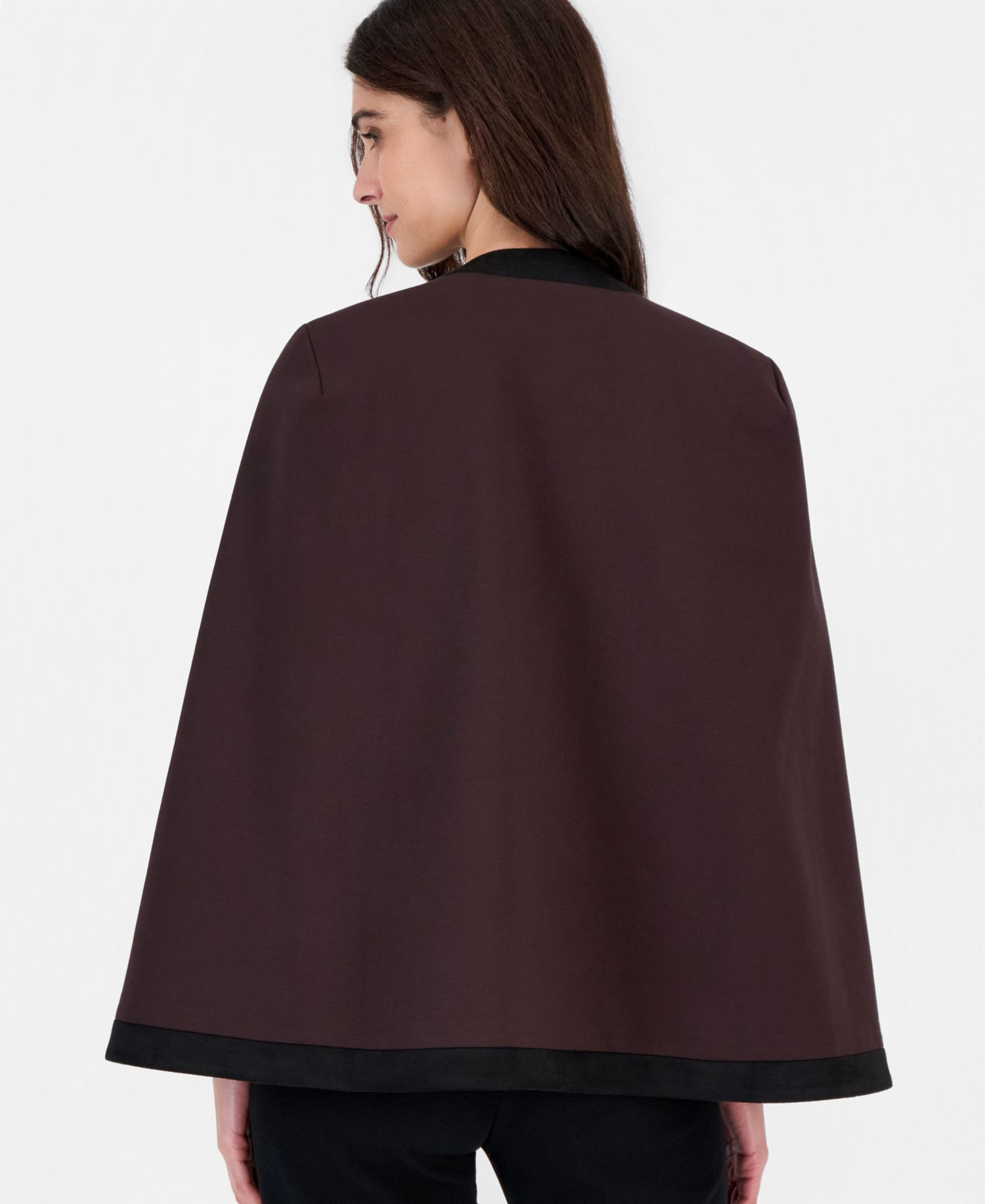 Women's Compression Faux Suede Trim Cape