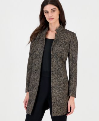 Women's Stand-Collar Jacquard Geometric-Print Blazer