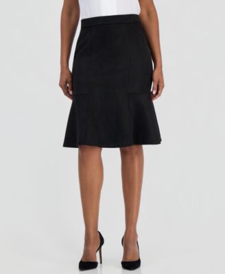 Women's High-Waisted Knee-Length Pull-On Skirt
