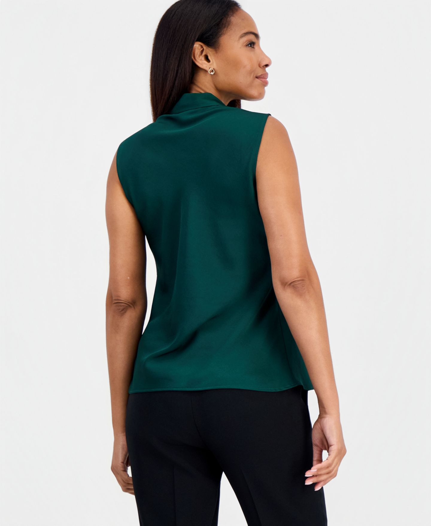 Женская блузка Kasper Tie Front Sleeveless Blouse, цвет: Вечнозелёный — фото 3