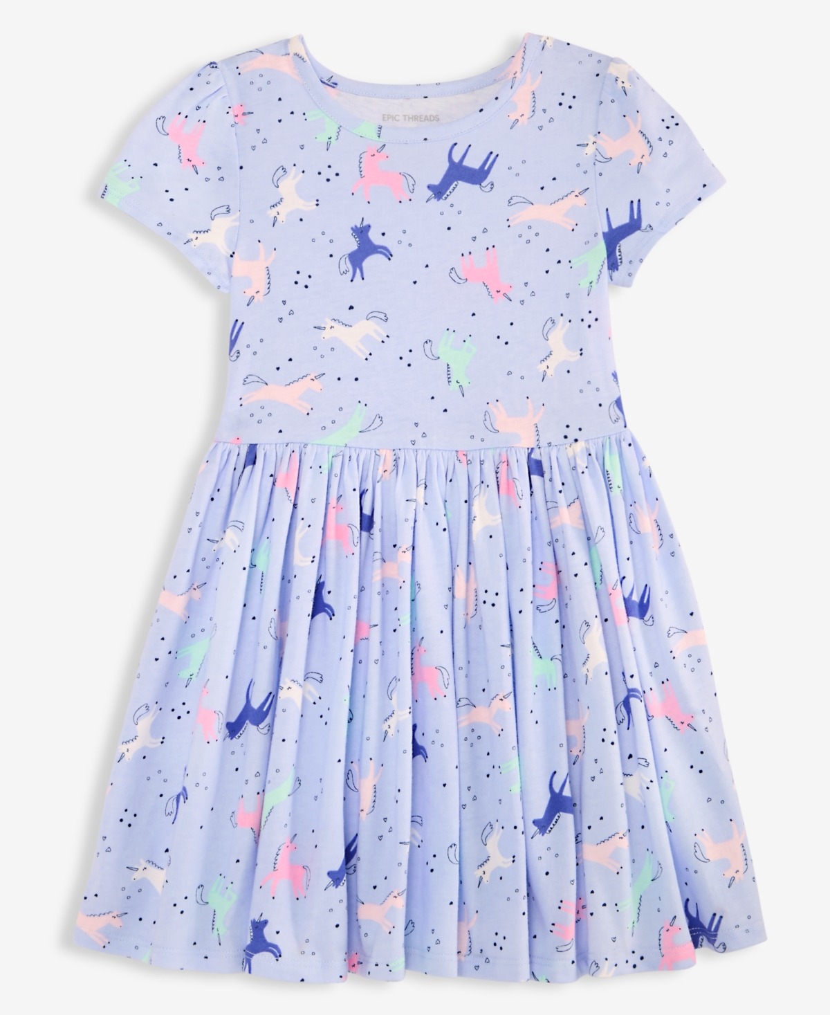 Epic Threads Toddler Girls' 12M-5T Fit & Flare Allover Unicorn-Print Short-Sleeve Dress, Macy's Exclusive