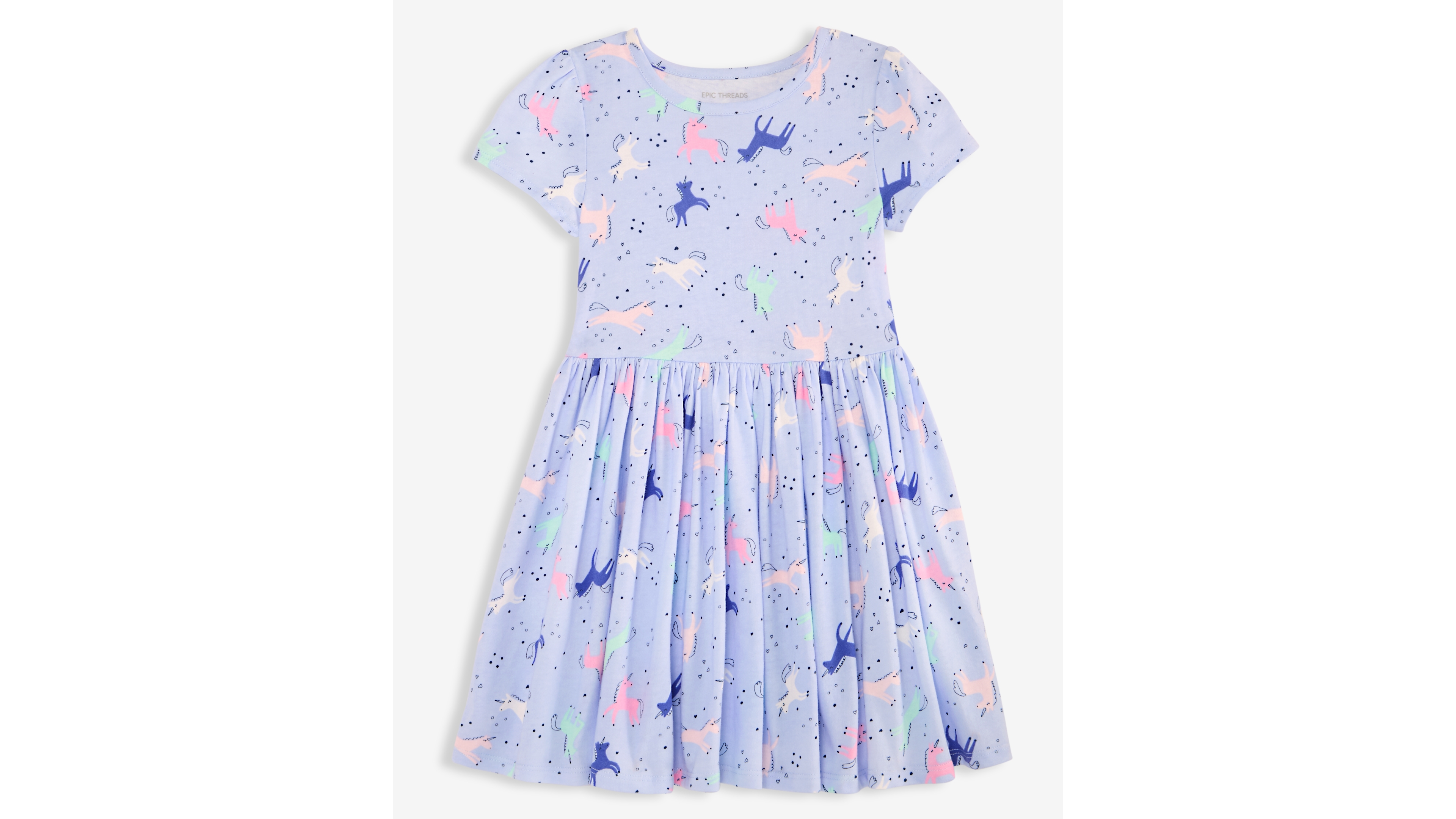 Epic Threads Toddler Girls' 12M-5T Fit & Flare Allover Unicorn-Print Short-Sleeve Dress, Macy's Exclusive