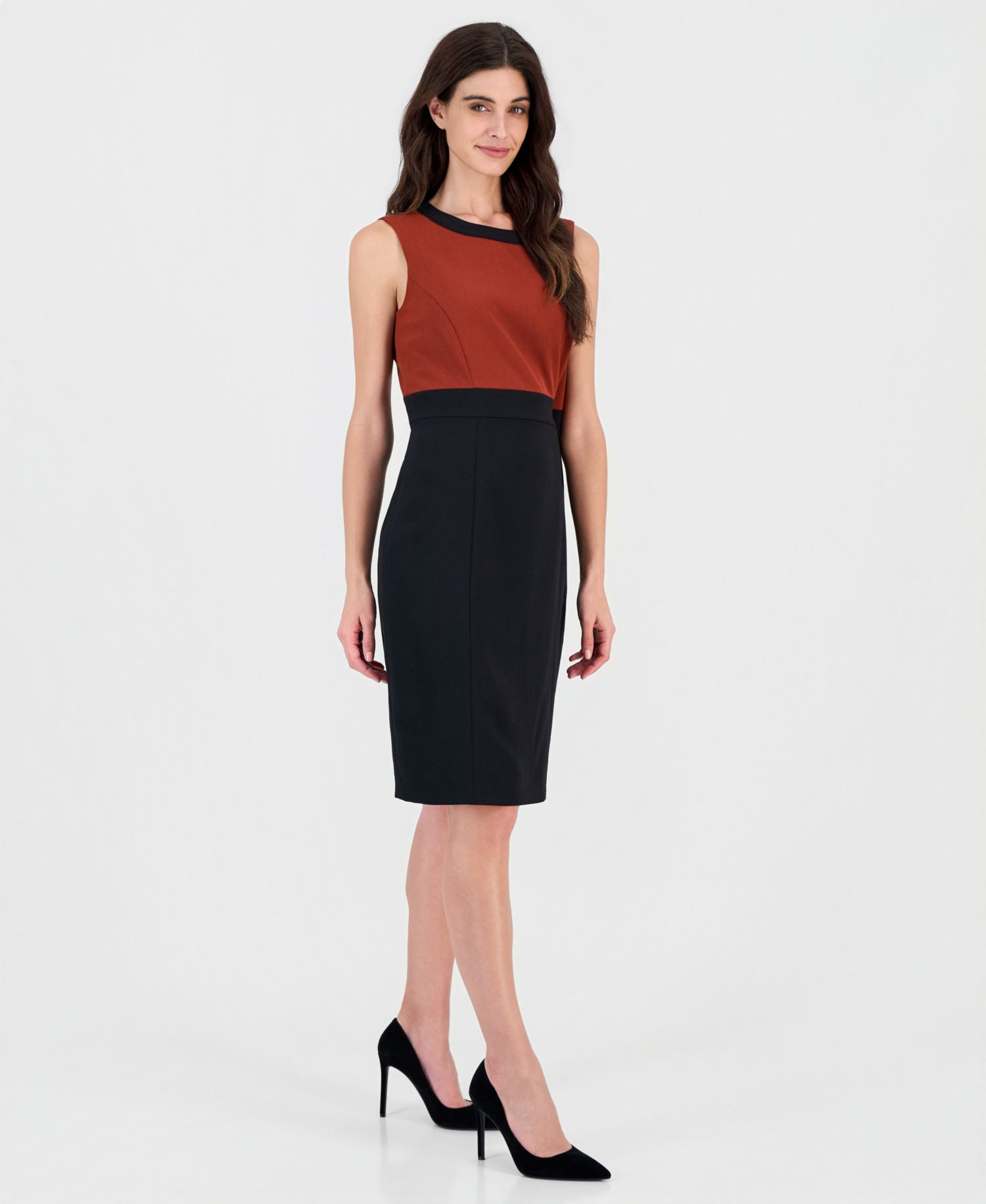 Women's Sleeveless Contrast Bodice Sheath Dress