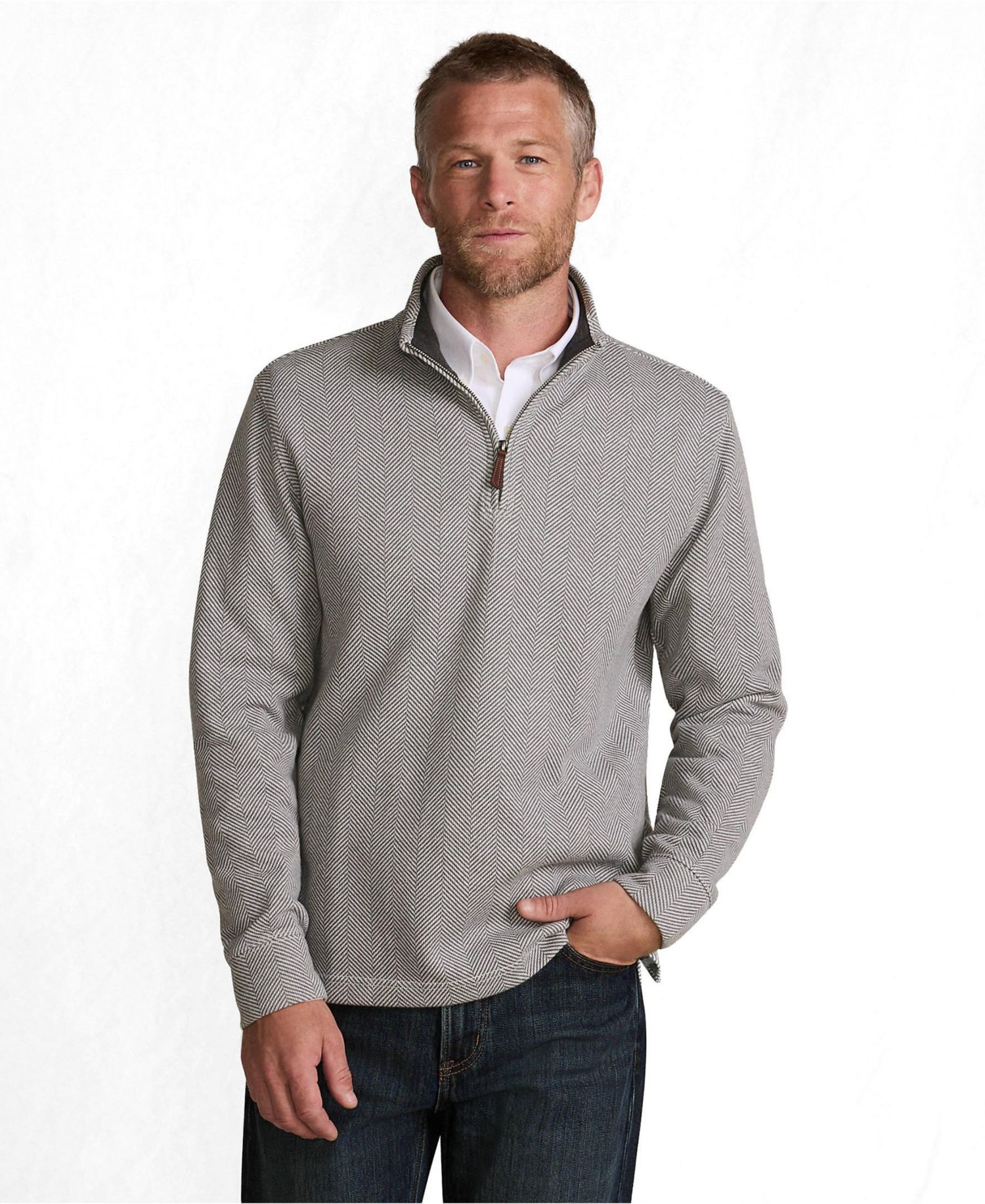 Big & Tall Bedford Rib Casual Quarter Zip Pullover Sweater
