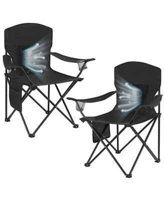 2pcs Camping Chairs With Fan Lightweight Portable Foldable Outdoor