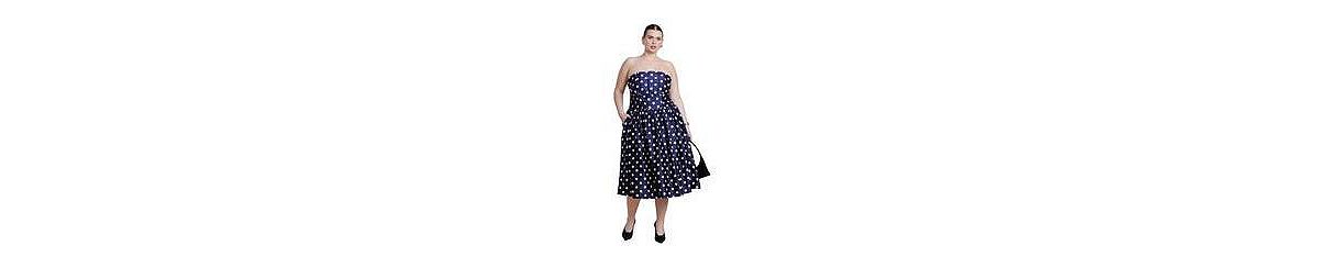 ELOQUII Women's Strapless Polka Dot Flare Midi Dress view 1 — MAYCSS fashion products