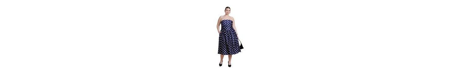 Women's Strapless Polka Dot Flare Midi Dress