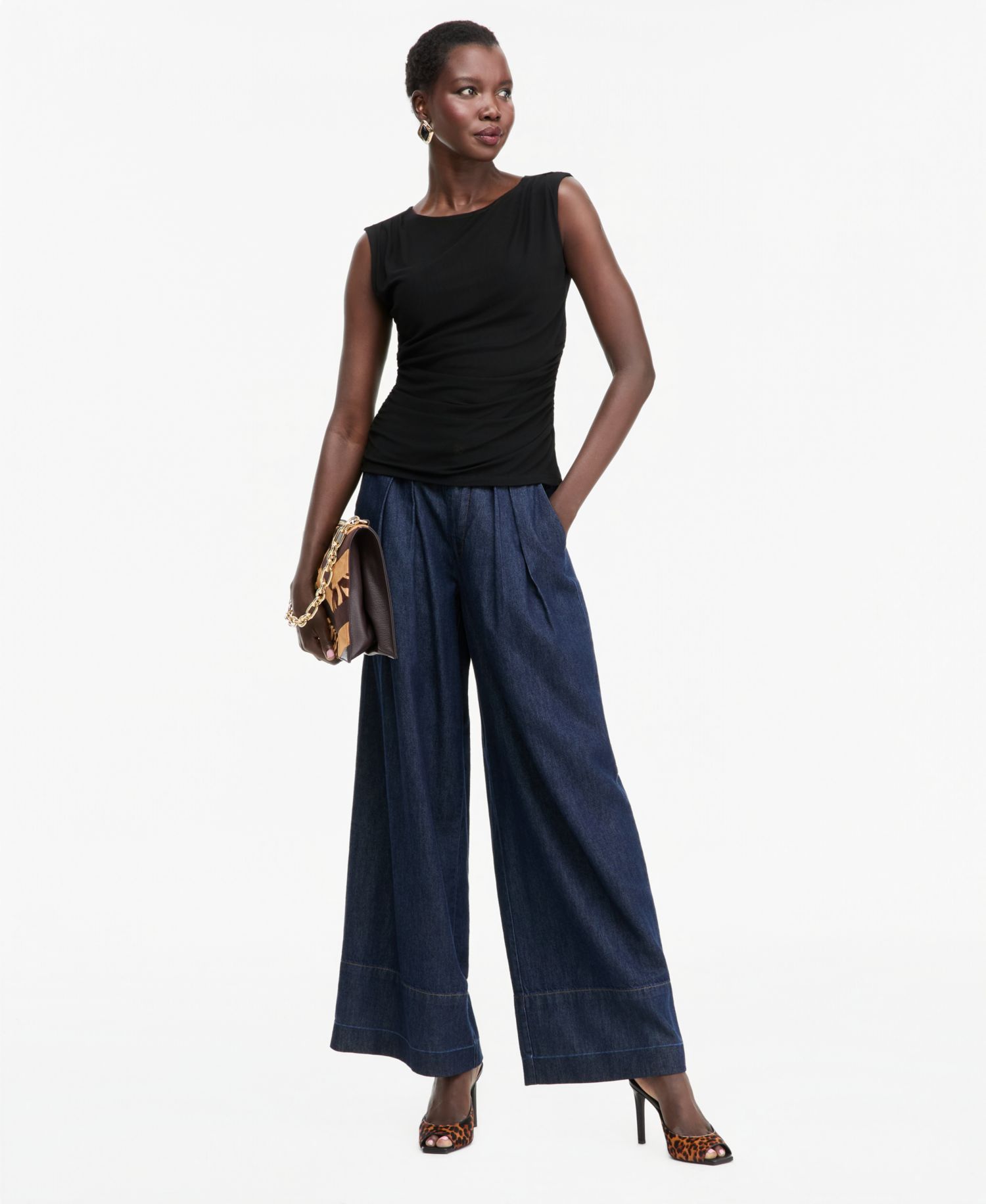 I.N.C. Women's Solid Mesh Ruched Tank