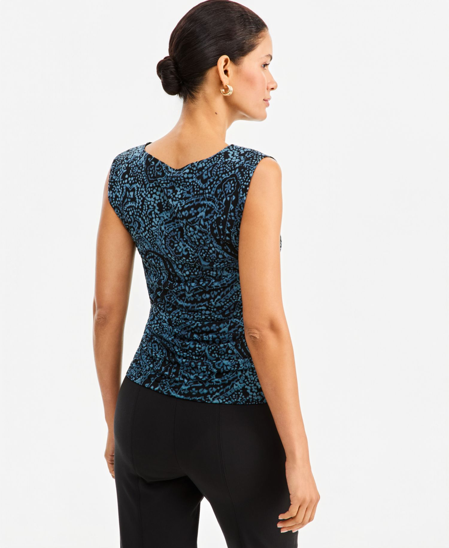 Women's Sleeveless Printed Mesh Top