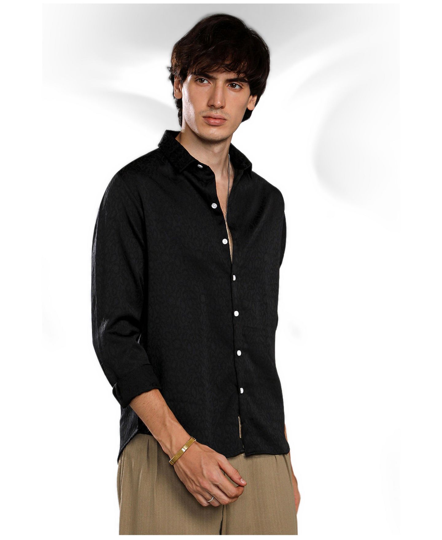 Мужская рубашка Cahoot Campus Sutra Onyx Black Abstract-Textured, цвет: Чёрный — фото 3