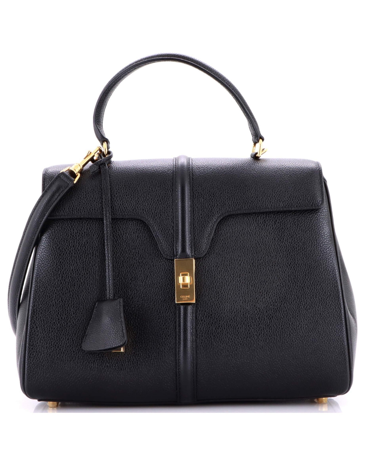 Pre-Owned Celine Medium 16 Top Handle Bag Grained Calfskin
