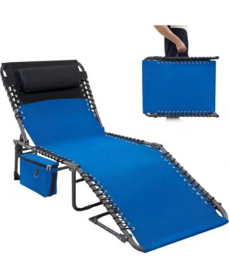 Outdoor Chaise Lounge Chair with 5-Position Adjustable Recline and Lay-Flat