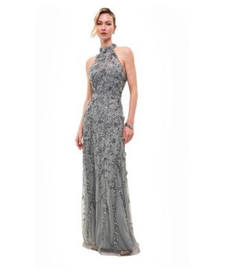 Women's Embellished Sequins Halter Neck Maxi Dress