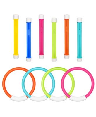10 Pool Diving Rings Sticks Underwater Games Toys