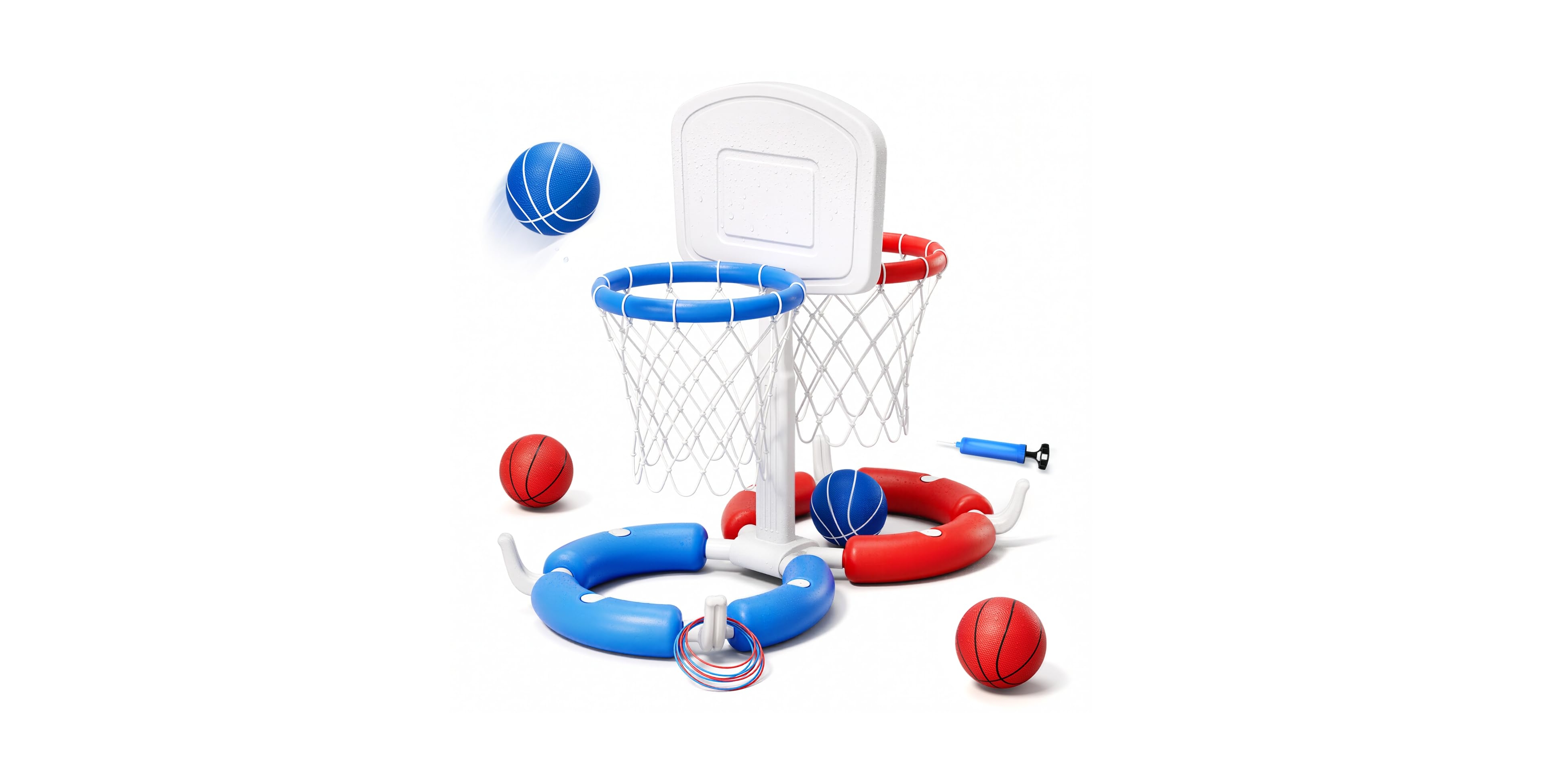 Gnuadz 2-in-1 Pool Basketball Hoop Ring Toss Game Floating Water Toy