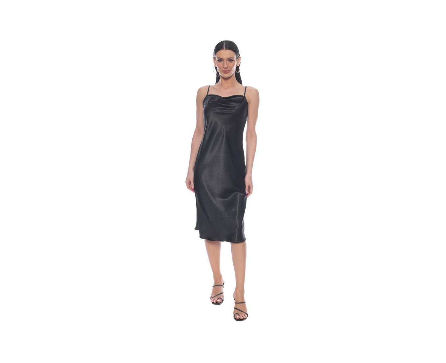 Women's Satin Cowl Midi Dress