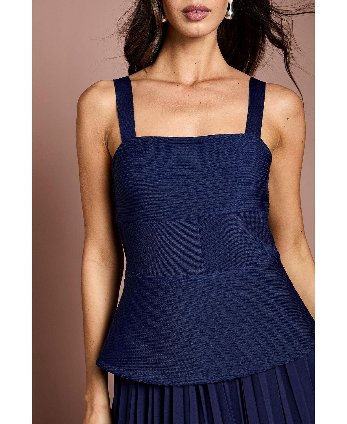 Coast Women's Bandage Square Neck Pleated Midi Dress view 5 — MAYCSS fashion products