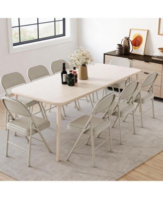 Metal Folding Chairs Set of 8 with Padded Cushion and Back, Durable Steel Frame, Indoor Outdoor Stackable Seat