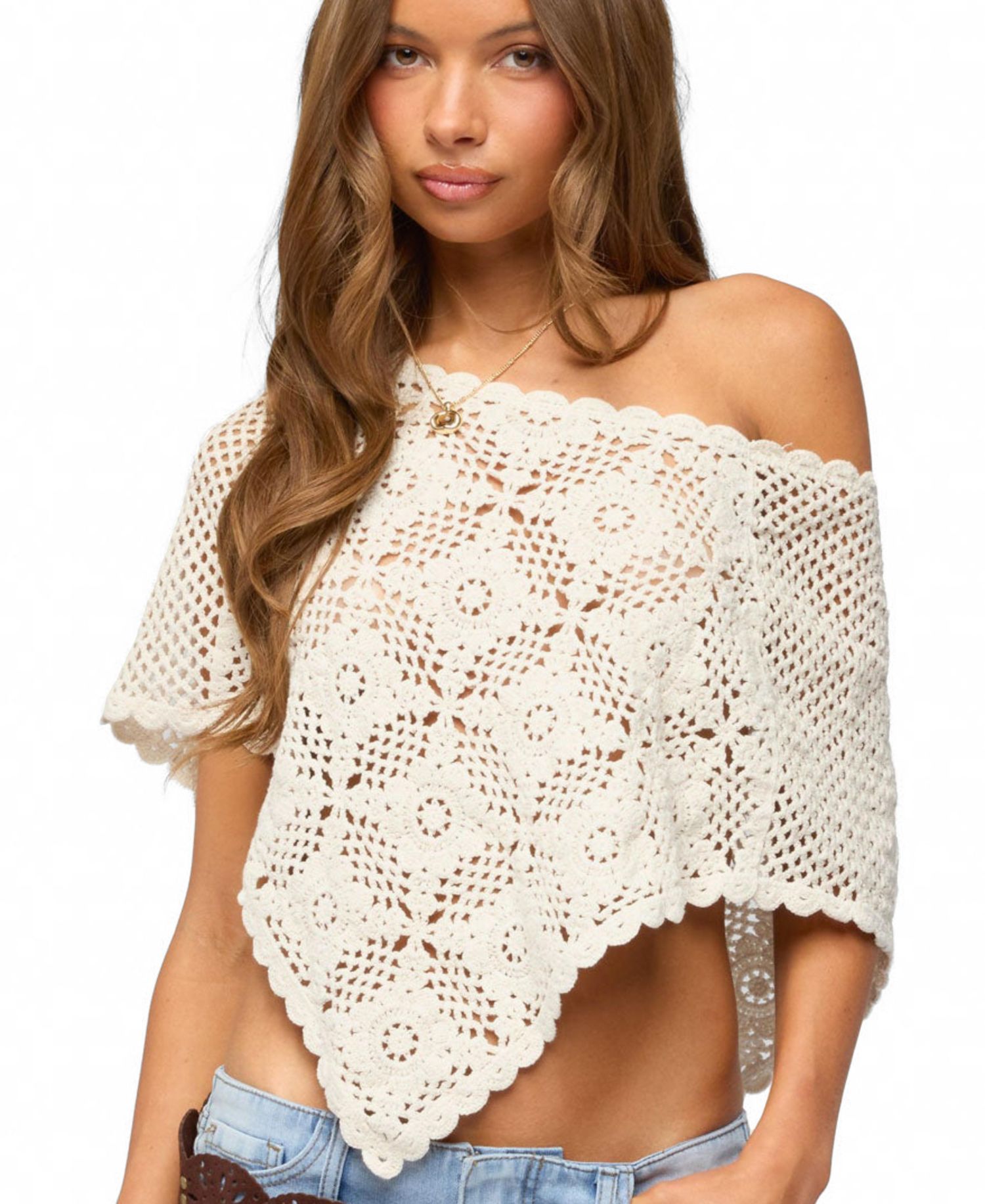 Women's Lilianna Scalloped Crochet Poncho