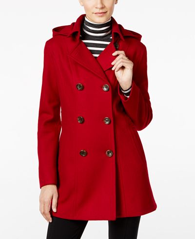 Nautica Wool-Blend Hooded Peacoat