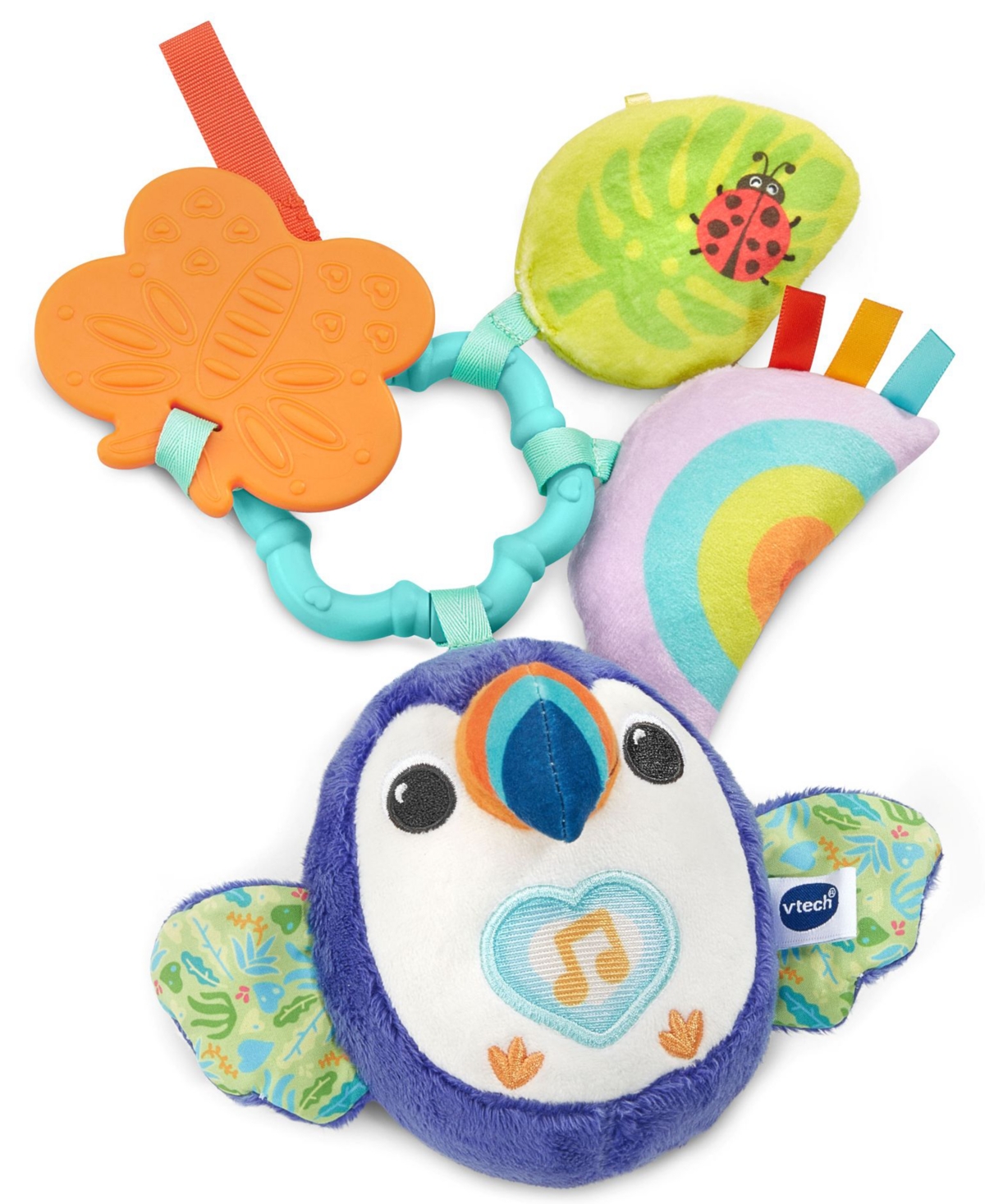 VTech Infant Take-Along Toucan Light-Up Teether Hanging Plush Toy, Ages 0+
