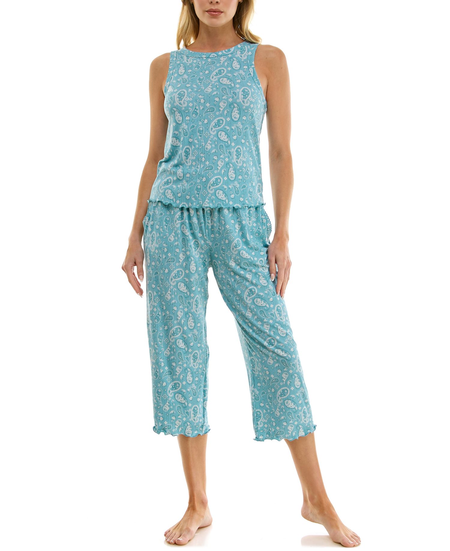 Women's Variegated Rib Tank Top & Pants, 2-Piece Set