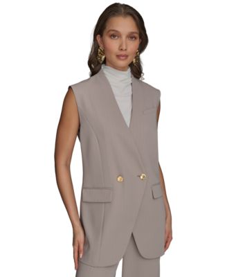 Petite V-Neck One-Button Vest