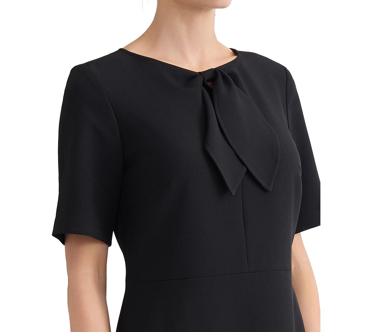 Kasper Women's Tie-Neck Short-Sleeve Sheath Dress view 6 — MAYCSS fashion products