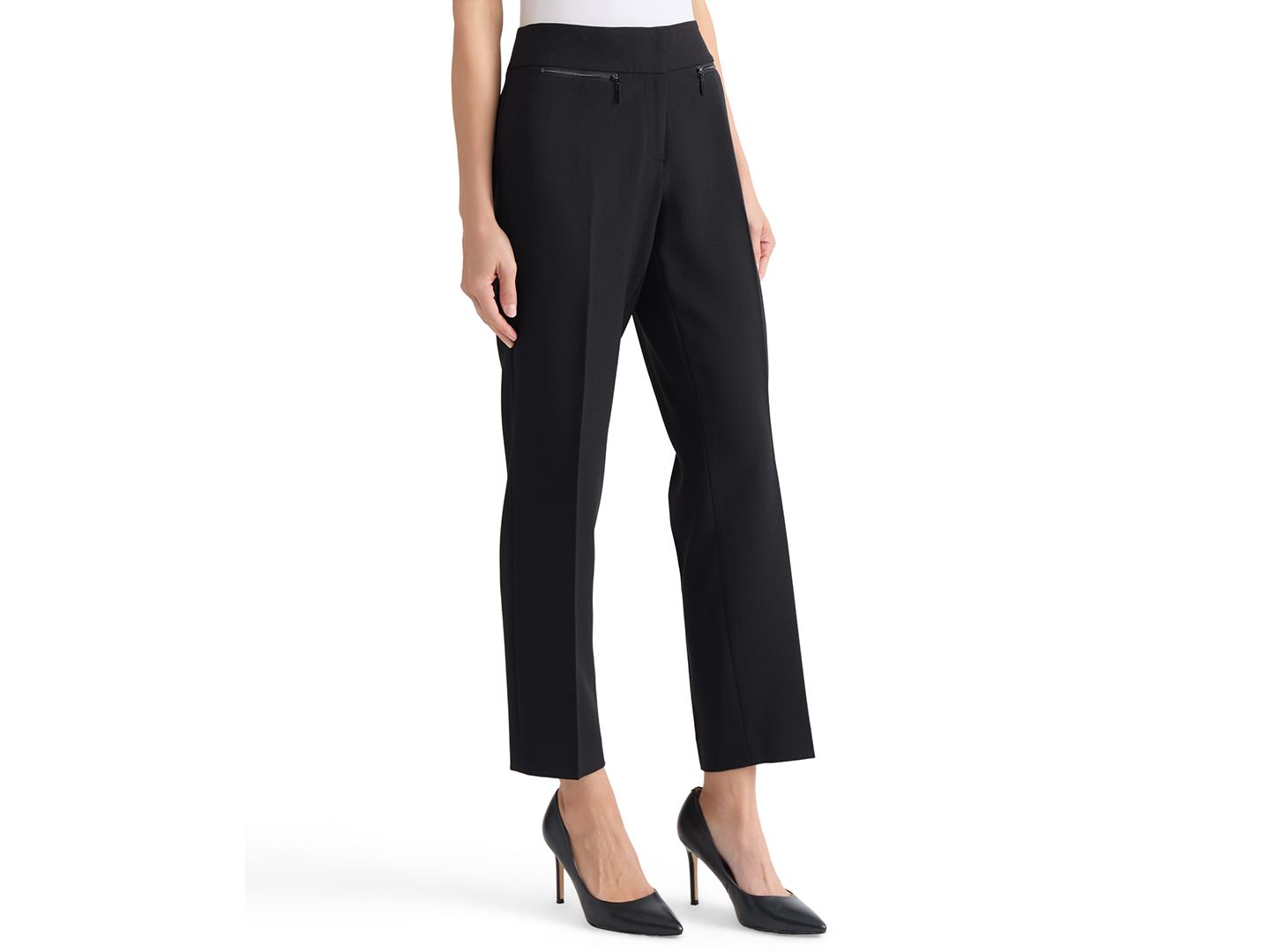 Женские брюки Kasper Ava Straight-Leg Zip-Pocket, цвет: Чёрный — фото 4