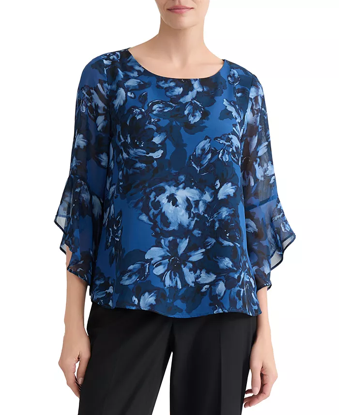 Women's Boat-Neck Ruffle-Sleeve Blouse - thumbnail 2