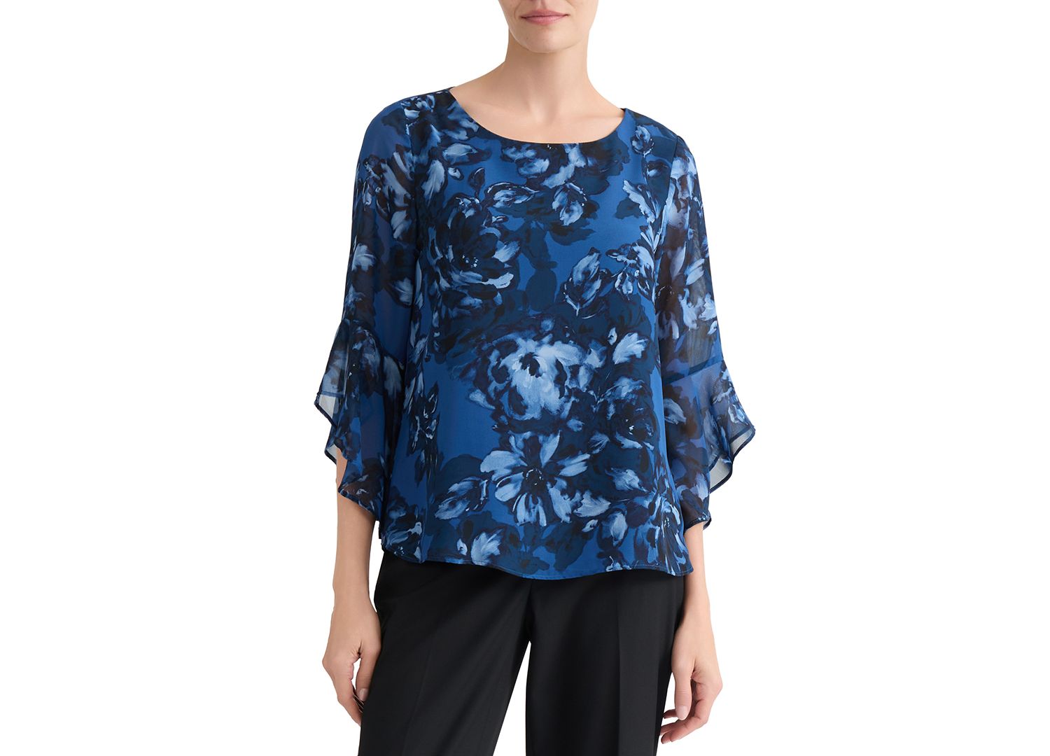 Women's Boat-Neck Ruffle-Sleeve Blouse