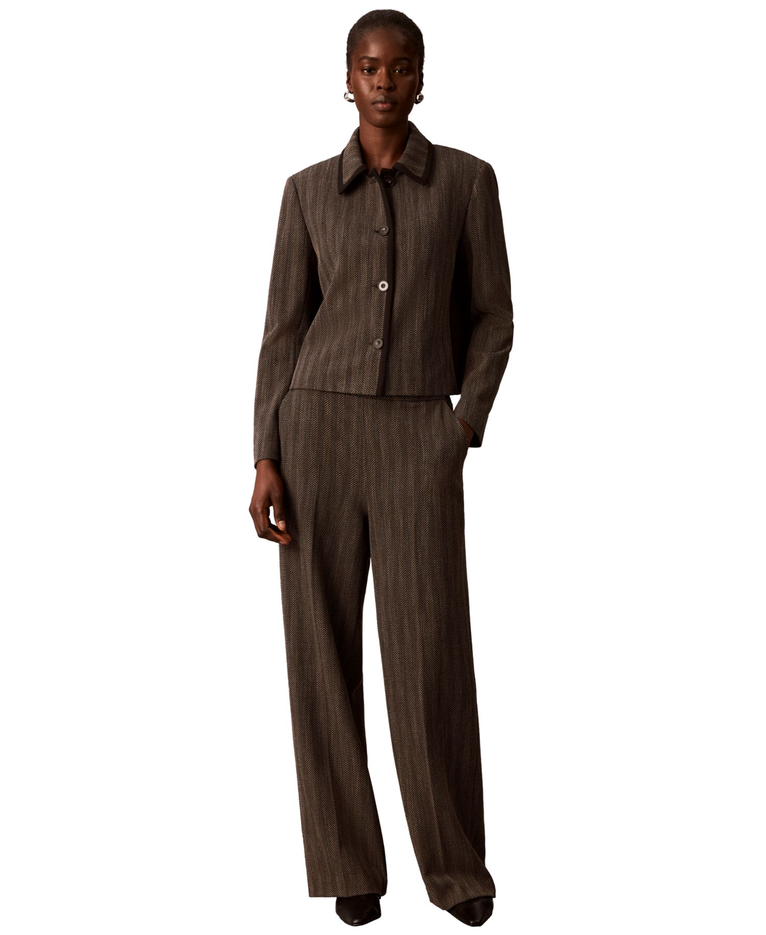 Petite Four-Button Collared Jacket