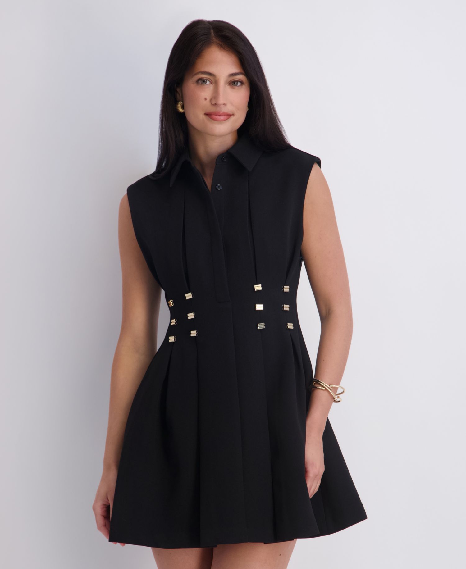 Women's Collared Bonded Gab Mini Dress
