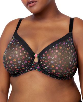 Women's Sheer Mesh Full Coverage Unlined Underwire Bra