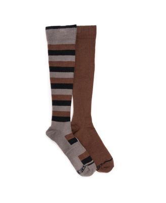 Men's 2 Pair Pack Compression Knee-High Wool Blend Socks, Grey/Taupe, OS