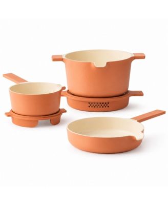 Neat 5-Piece Aluminum Ceramic Nonstick Nesting Cookware Set - Induction Compatible, Oven-Safe 400degree(s)F