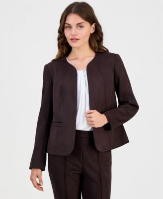 Petite Scuba Suede Open-Front Jacket