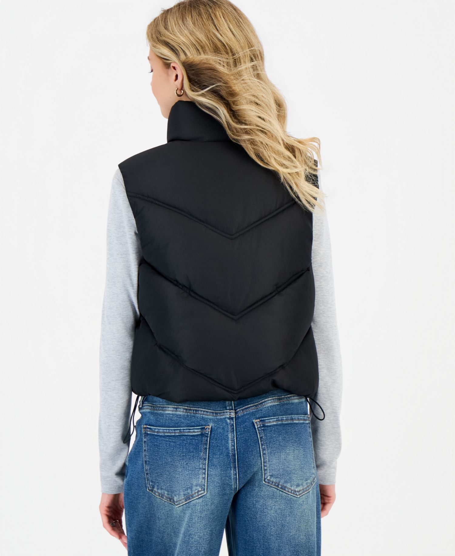 Juniors' Mitered-Quilted Puffer Vest