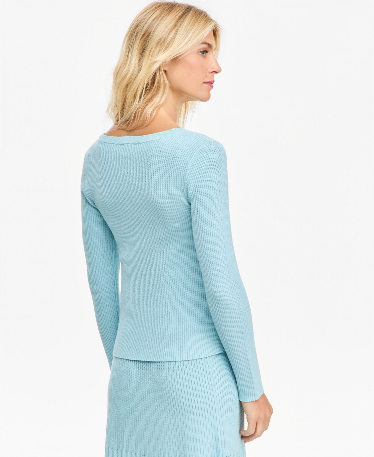 Women's Scoop Neck Long-Sleeve Ribbed Sweater