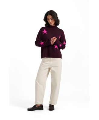 Women's Wool-Cashmere Blend Star Roll Neck Sweater
