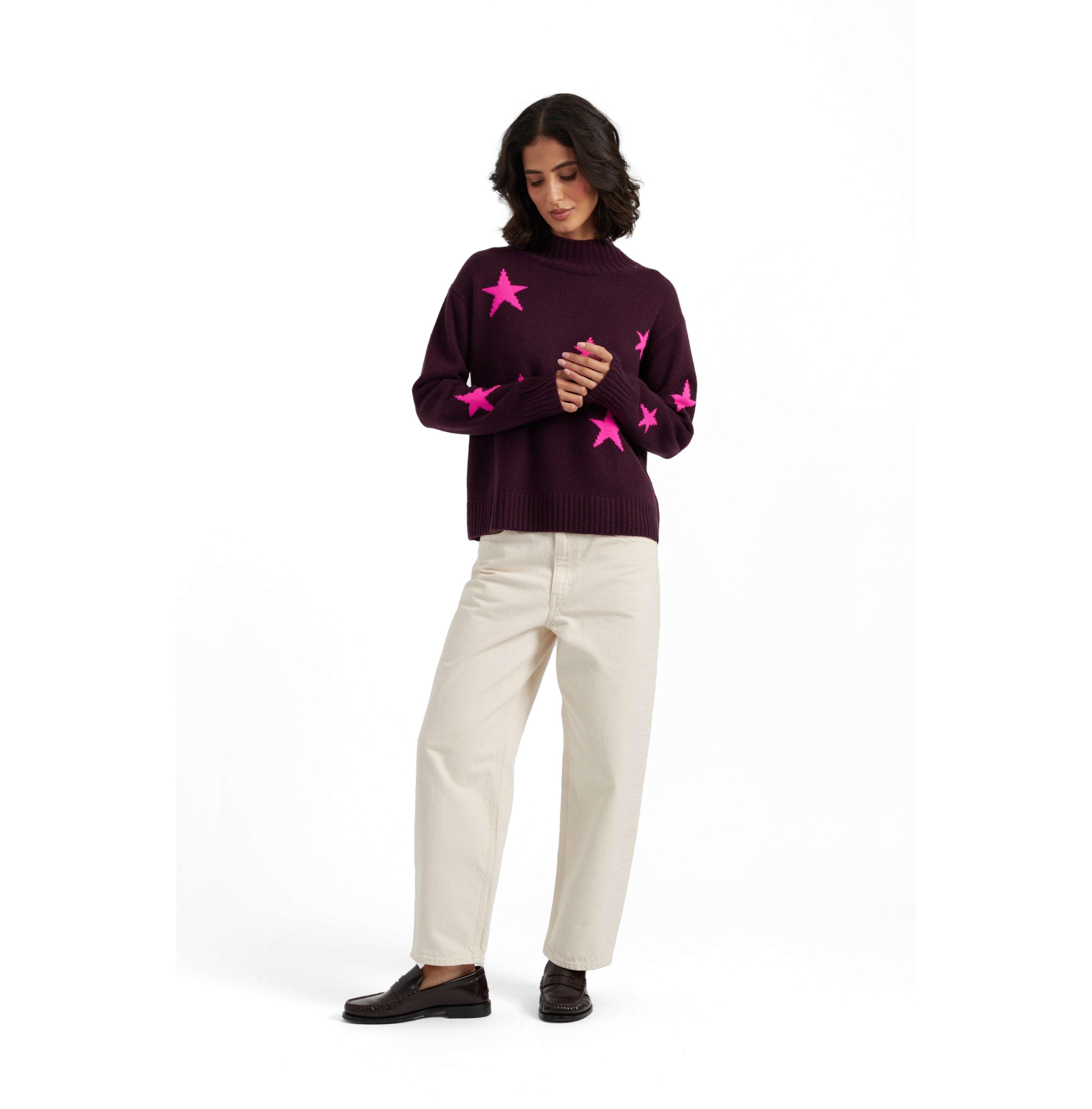 Chinti & Parker Women's Wool-Cashmere Blend Star Roll Neck Sweater